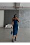 Lycra Back Slit U Neck Strap Pencil Dress