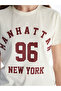 Xside Beige Crew Neck New York Printed Women's T-Shirt - 3