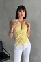 Zipped Detail Shirt Collar Sleeveless Bluz - 3
