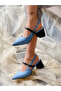 Cindy Jeans Jeans Kumas Black Leather Detail 5 cm Heel Sandals - 3
