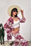 طقم بنطلون كيمونو من قماش مطبوع منقوش - طقم صيفي فضفاض - 2