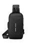 Anti-Theft Bag, Waterproof Crossbags for Women, USB Charging Solid Black