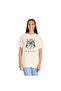 Beige Printed T-Shirt Give Me a Coffee Written Oversize Fit 100% Cotton - 3