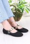 410 Ceyn Knitwear Buckle Detailed Stylish Home Business Office Comfortable Daily Shoes Women's Ballerinas