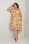 Women's V-Neck Mixed Leaf Pattern Pocket Skirt Ruffle Plus Size Dress - 2