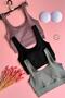 Zaphir |   2-Piece Dusty Rose and Black Color Strap Camisole Women's Sports Tank Top with Pads - 4