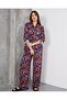 Women's Black Floral Patterned Bottom Top Viscose Set - 4