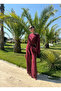 Gloria Burgundy Muslin Fabric Blouse Trousers Set - 2