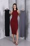 Camisole Strap Camisole Midi Dress – Burgundy Slit, Bodycon Summer Women's Dress - 8