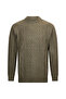 Khaki Regular Fit Jacquard Quarter Turtleneck Sweater