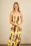 Women's Yellow Cross Patterned Maxi Dress Kz1528 - 5