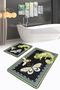 Set of 2 Non-Slip Base Washable Bath Mats with Green Chameleon and Butterfly on Black Background - 4
