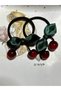 Dd418 Green Satin Ribbon Glass Cherry Hair Rubber (Set of 2) Baby Kids - 2