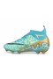565 Turquoise Gold Patterned Socks Unisex Football Boots - 2
