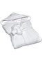 Unisex Hooded Terry Cotton Bathrobe White Long Sleeve Hooded Bathrobe Free Size - 5