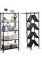 SKY-TOUCH Foldable Storage Organizer 5 Tier, Storage Shelves Kitchen Cabinet Storage Rack, Shelf Storage Multipurpose Rack for Living Room Bedroom Kitchen Garage Black 71x34x175cm