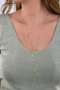 Gold Y Necklace with Thin Chain Colored Drop Stones
