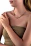 Pastel Color Stone Free Form Chain Necklace with Gold Colored Paper Clip Chain