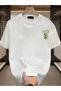Summer Season Product Stylish Modern Design Back and Chest Printed Women's Unisex Oversize Crew Neck T-Shirt - 2