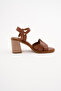 100% Handmade Genuine Leather Tan Women's Heeled Sandals - Rp2116 - 6