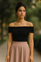 Women's Off Shoulder Madonna Collar T-Shirt