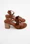 100% Handmade Genuine Leather Tan Women's Heeled Sandals - Rp2116 - 4