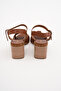 100% Handmade Genuine Leather Tan Women's Heeled Sandals - Rp2116 - 5