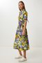 Belted Patterned Woven Shirt Dress Lcr0086 Purple Yellow