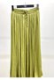 Women's Crushed Lace Midi Pistachio Green Skirt - 2