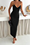 Women's Black Rope Strap V-Neck Maxi Dress - 3