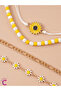 4-Piece Summer Combination Sunflower Daisy Beaded Chain Rope Anklet Bracelet - Sea Beach Jewelry Ankle - 3