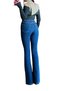 Norhse Women's High Waist Dark Blue Denim Flare Jeans - 3