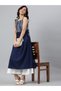 Premium cotton office / casual kurti - Dark blue kurti / kurta for women with prints on chest area - 2