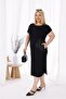 Plus Size Oversize Dress with Rope Strap Detail on the Shoulder - 5