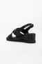 Women's Wedge Heeled Shoes Sandals Black Cross Strap Faux Leather - 5