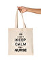 حقيبة من القماش الخام العضوي مطبوع عليها ممرضة Keep Calm Nurse