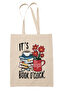 Its Book O'Clock Written Book Reading Time Motto Printed Gift Organic Raw Cloth Bag