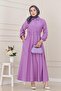 Elastic Waist Pocketed Yasmin Dress-Lilac - 2