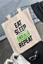 حقيبة هدية مطبوعة من القماش الخام العضوي من Eat Sleep Code Repeat 2