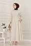 Elastic Waist Pocketed Yasmin Dress-Beige - 3