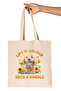 Life Is Gold with a Doodle Dog Lover Printed Gift Organic Raw Cloth Bag