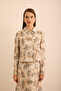 Leaf Patterned Linen Short Jacket
