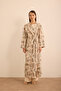 Leaf Patterned Linen Side Tie Kimono