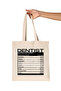 Dentist Nutritional Facts Printed Dentist Gift Organic Raw Cloth Bag