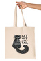 Cat Funny Retro Humorous Cat Lover Cat Owner Style Printed Gift Organic Raw Cloth Bag