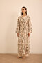 Leaf Patterned Linen Side Tie Kimono - 2