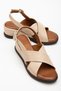 Women's Wedge Heeled Shoes Sandals Beige Cross Strap Faux Leather - 2