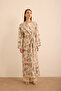 Leaf Patterned Linen Side Tie Kimono - 4