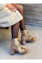 Lora Mink Suede Snake Skin Detail 5 cm Heel Boots - 2