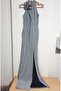 Women's Floral Rose Deep Slit Glitter Fabric Long Dress - 5